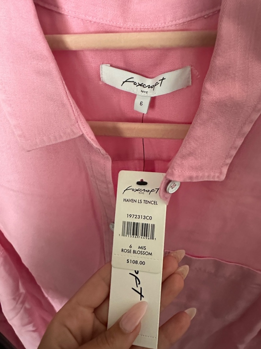 Foxcroft Pink Collared Button-Down Blouse - Picture 3 of 3